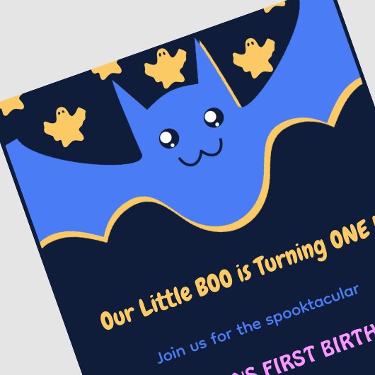 Ghost Flying bat Little Boo Halloween 1. Geburtsta Einladung