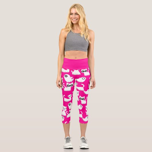 Ghost-Frettehund rosa Capri Leggings (Vorderseite)