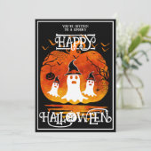 Ghost Friedhof Happy Halloween Beängstigende Veran Einladung (Stehend Vorderseite)