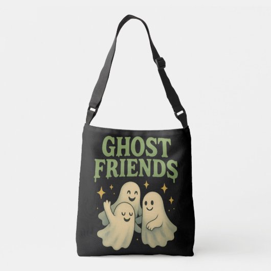 Ghost Friends - Schwarz Tragetaschen Mit Langen Trägern (Rückseite)
