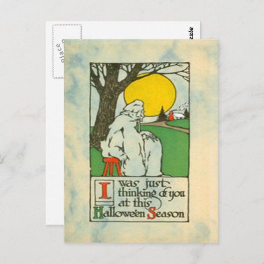 Ghost Full Moon Tree Postkarte (Vorne/Hinten)