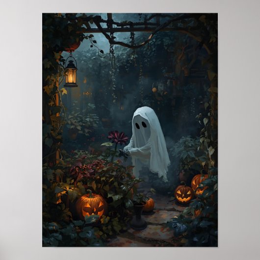Ghost Gardener Dark Garden Gemütliches Halloween Poster (Vorne)