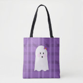 Ghost Ghoul Lila Kariertes Halloween Tasche (Vorderseite)