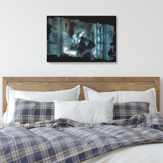 Ghost Girl in Blue – Haunting Surreal Art Leinwanddruck (Insitu (Schlafzimmer))
