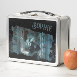 Ghost Girl in Blue – Haunting Surreal Art Metall Brotdose