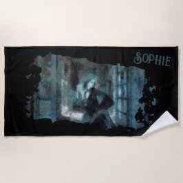Ghost Girl in Blue – Haunting Surreal Art Strandtuch