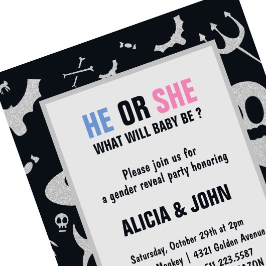 Ghost-Glitzer - Er oder Sie Halloween-Genderenthül Einladung