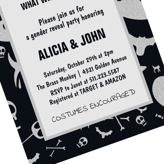 Ghost-Glitzer - Er oder Sie Halloween-Genderenthül Einladung