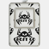 Ghost Go Spooky Jahreszeit Rahmen-Ornament Silber (Vorderseite)