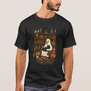 Ghost Goose liest Bücher Black Cat Liebhaber Hallo T-Shirt
