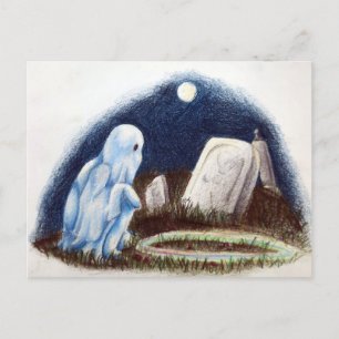 Ghost Grabstein Friedhof Marmorspielen Postkarte