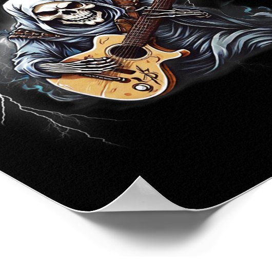 Ghost Guitar Cool Guitar Player Skeleton Hands Gui Poster (Ecke)