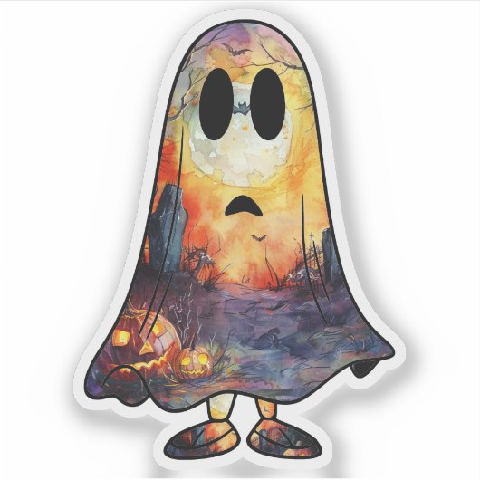 Ghost Halloween Aufkleber (Vorderseite)