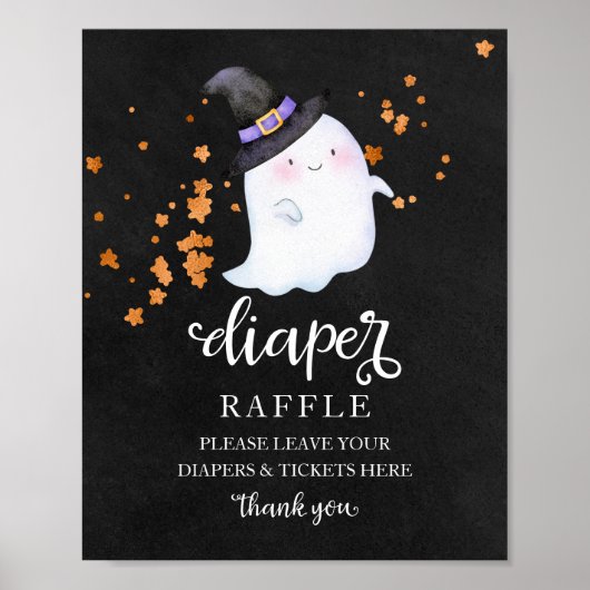 Ghost Halloween Baby Dusche Windeln Raffle-Zeichen Poster (Vorne)