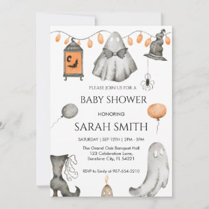 Ghost Halloween Baby Shower Invite Baby Dusche Einladung