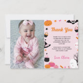 Ghost Halloween Birthday Pink Foto Dankeskarte (Vorderseite)