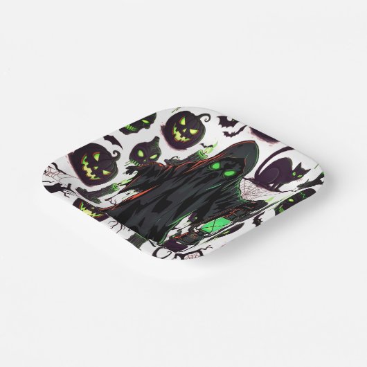 Ghost Halloween Black Pappteller (Gewinkelt)