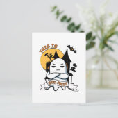 Ghost Halloween Costume Funny Boo Postkarte (Stehend Vorderseite)