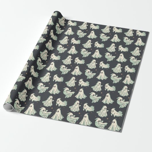 Ghost Halloween Dark Spooky Wrapping Paper Geschenkpapier (Ungerollt)