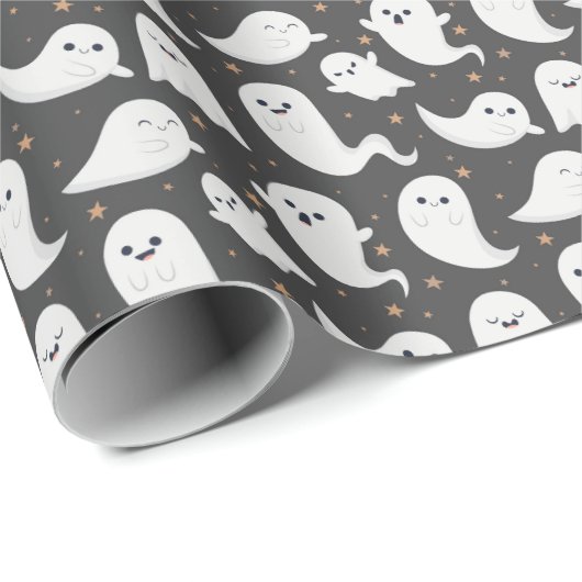 Ghost Halloween Dark Spooky Wrapping Paper Geschenkpapier (Rolleneckpunkt)