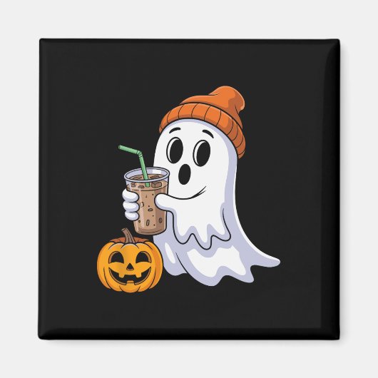 Ghost Halloween Drink Kaffee Geist Eiskaffee P Magnet (Vorne)