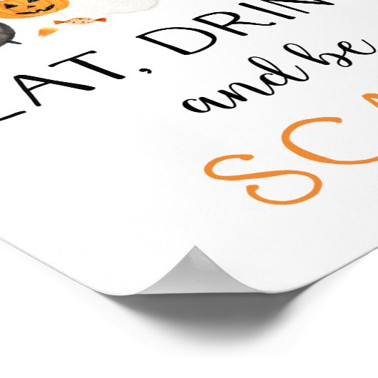 Ghost Halloween Eat Drink Beängstigendes Party Zei Poster (Ecke)