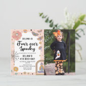 Ghost Halloween Four Ever Spooky 4. Geburtstag Einladung (Stehend Vorderseite)