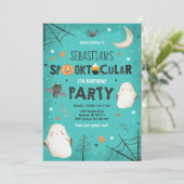 Ghost Halloween Geburtstag Einladendes Spooktaktak Einladung (Stehend Vorderseite)