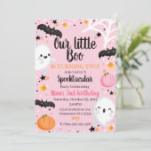 Ghost Halloween Geburtstag Einladendes Spooktakulä Einladung (Stehend Vorderseite)