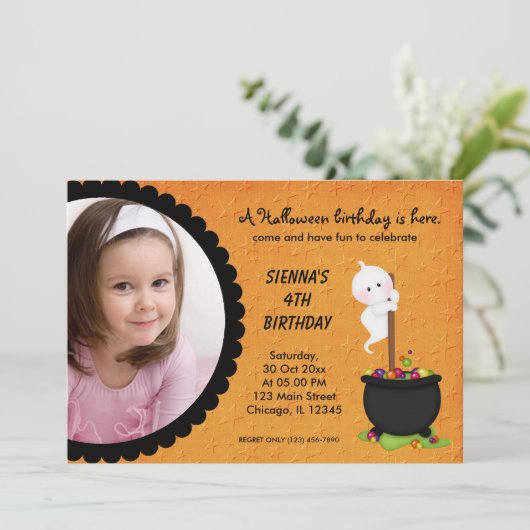 Ghost Halloween Geburtstag Einladung (Stehend Vorderseite)