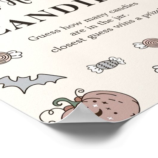Ghost Halloween Guess Wie viele Candies Game Poste Poster (Ecke)
