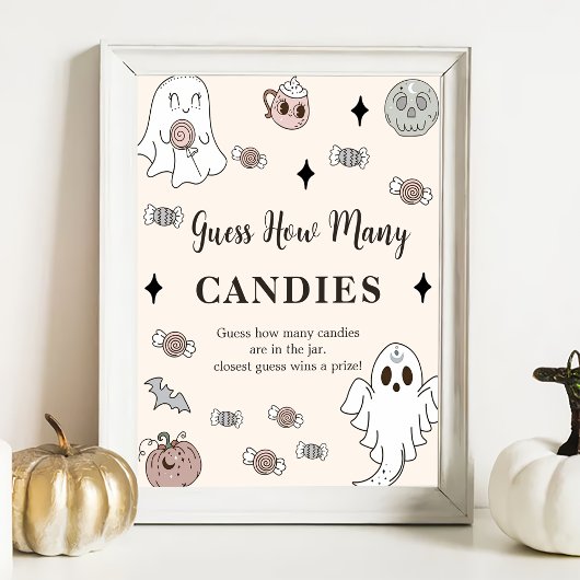 Ghost Halloween Guess Wie viele Candies Game Poste Poster