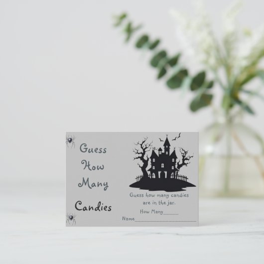 Ghost Halloween Guess Wie viele Kandies Game Begleitkarte (Stehend Vorderseite)