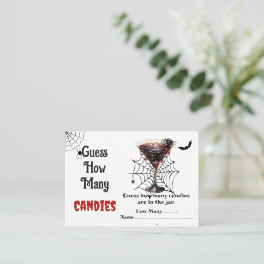 Ghost Halloween Guess Wie viele Kandies Game Begleitkarte (Stehend Vorderseite)
