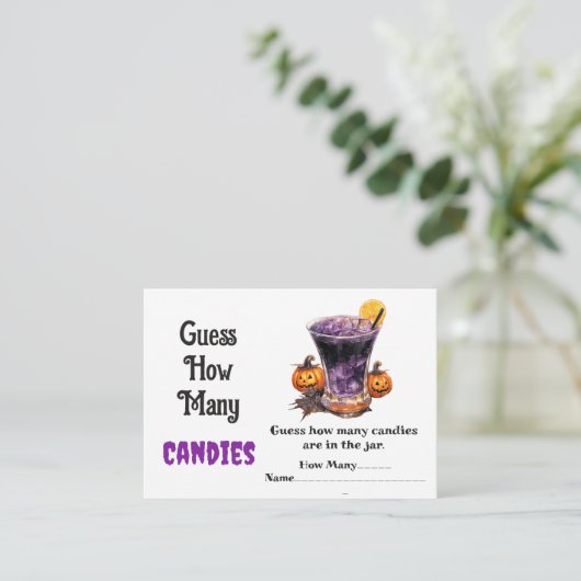 Ghost Halloween Guess Wie viele Kandies Game Begleitkarte (Stehend Vorderseite)