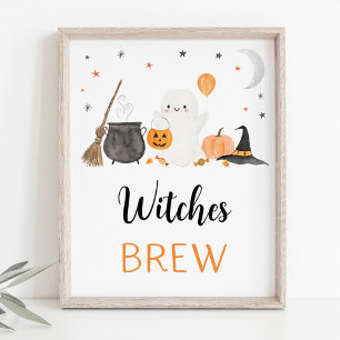 Ghost Halloween Hexen Brew Drinks signieren Poster