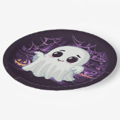 Ghost Halloween Illustration Paper Plate Pappteller (Schrägansicht)