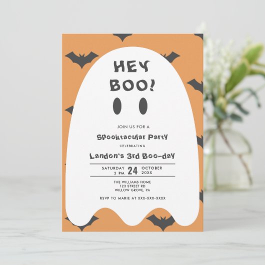 Ghost Halloween jedes Jahr Geburtstag Einladung (Stehend Vorderseite)