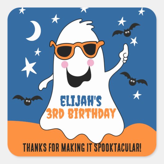 Ghost Halloween Kindergeburtstag Niedlich Quadratischer Aufkleber (Vorderseite)