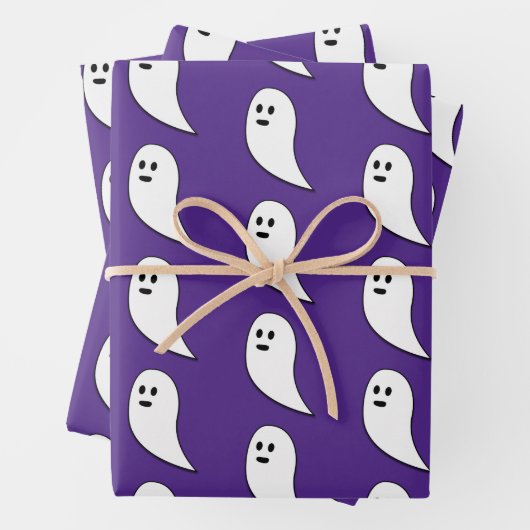 Ghost Halloween lila niedliches Muster Geschenkpapier Set (Beispiel)