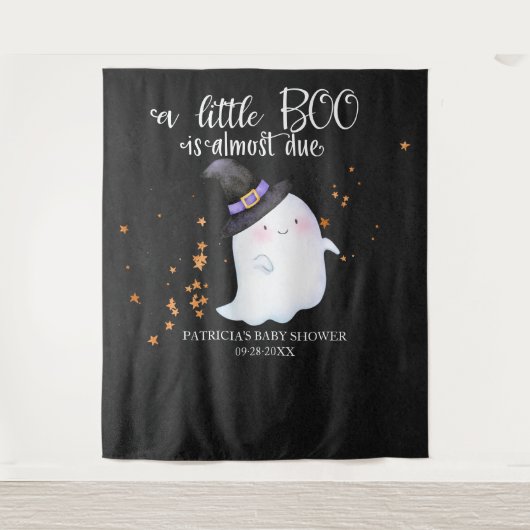 Ghost Halloween Little Boo Babydusche Hintergrund Wandteppich (Vorderseite)