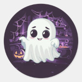 Ghost Halloween Niedlich Illustrations-Aufkleber Runder Aufkleber (Vorderseite)