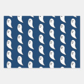 Ghost Halloween niedliches dunkelblaues Muster Geschenkpapier Set (Vorderseite)