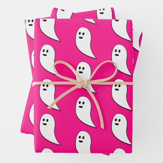 Ghost Halloween niedliches rosa Muster Geschenkpapier Set (Beispiel)