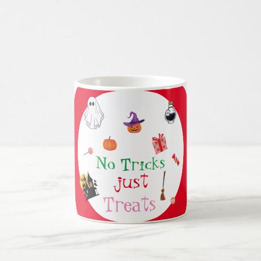 Ghost Halloween No Tricks Nur Leckereien Kürbis Kaffeetasse (Mittel)