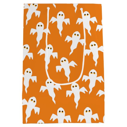 Ghost Halloween Orange Mittlere Geschenktüte (Rückseite)