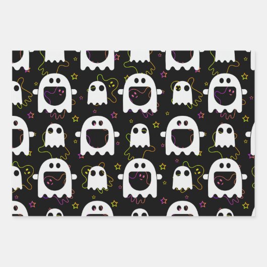 Ghost Halloween Packpapier Geschenkpapier Set (Vorderseite)