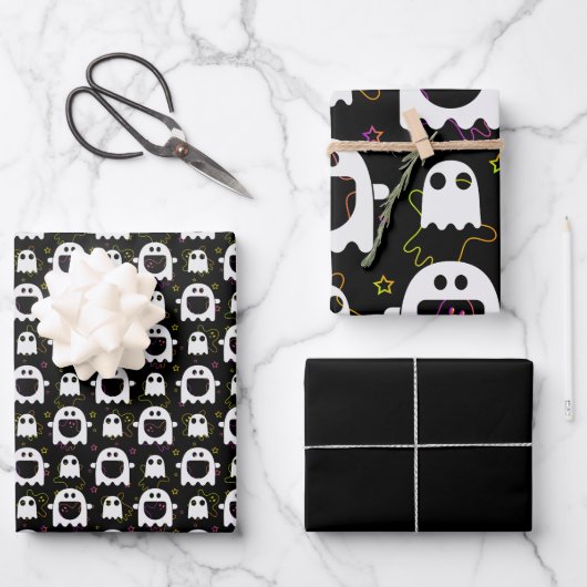 Ghost Halloween Packpapier Geschenkpapier Set (Vorderseite)