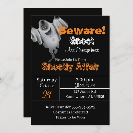 Ghost-Halloween-Party Einladung (Vorne/Hinten)
