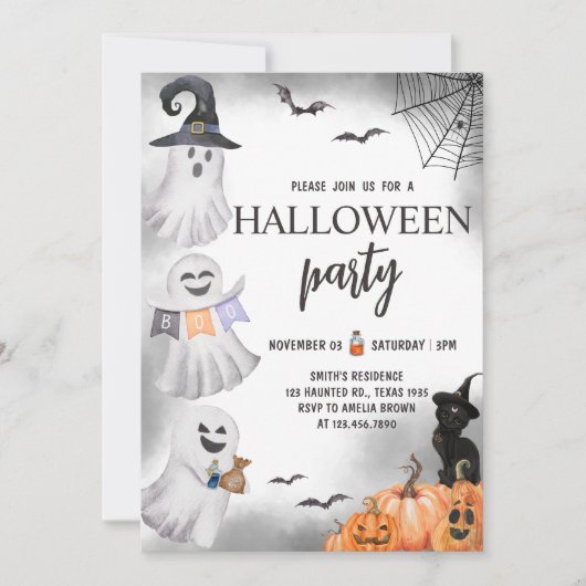 Ghost-Halloween-Party Einladung (Vorderseite)